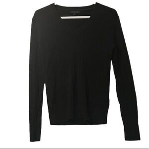 Tommy Hilfiger V-Neck Sweater Black Size Medium Knit Preppy Academia Professor
